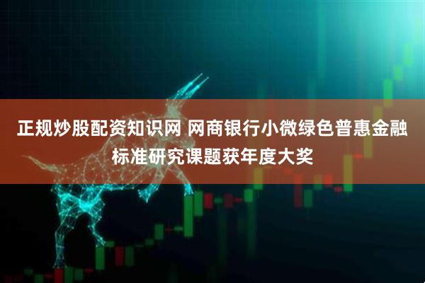 正规炒股配资知识网 网商银行小微绿色普惠金融标准研究课题获年度大奖
