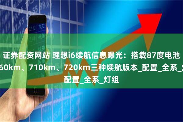 证券配资网站 理想i6续航信息曝光：搭载87度电池，660km、710km、720km三种续航版本_配置_全系_灯组