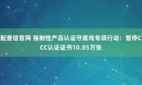 配查信官网 强制性产品认证守底线专项行动：暂停CCC认证证书10.85万张